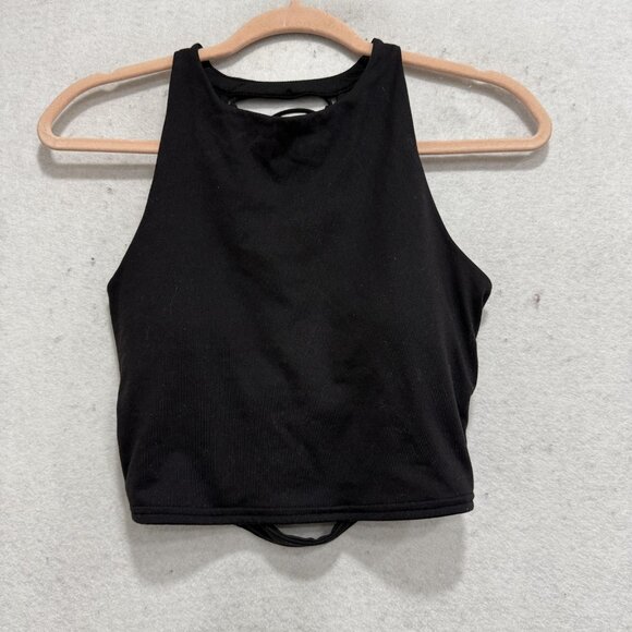 ALO Yoga Tops - Alo Yoga Tank Top Womens Small Black High Neck Strappy Back Cropped Bra